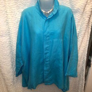 Planet Turquoise Mandarin Stand-Up Collar, One Siz